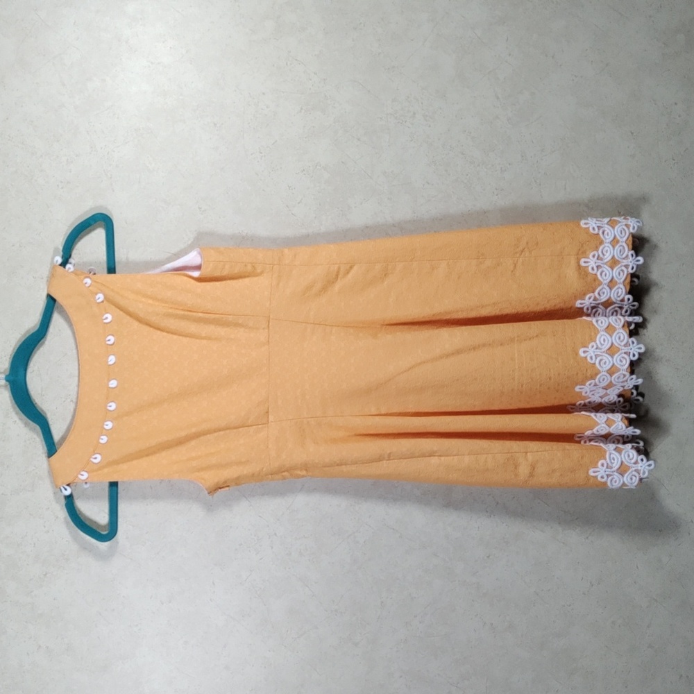 *H184 Lilly Pulitzer golden yellow w/white lace sleeveless dress 0 FINAL PRICE - Picture 6 of 11